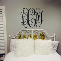 Vine Monogram Wall Decal Initial Nursery Decor - thumbnail 1