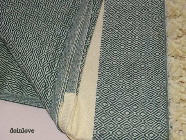 Dark Green Diamond Single Cotton Blanket, Throw - image 1