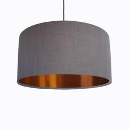Grey Lampshade in Linen With Copper Lining - thumbnail 1