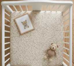 William Morris Fitted Crib Sheet Custom Mini For Nestig, Bloom Alma, Bassinet Willow Bough Changing Pad Cover Neutral Nursery - thumbnail 1