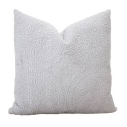 Gray Velvet Medallion Pillow Cover 20x20 Throw Grey Textured Designer Decorative -- Beau - thumbnail 3