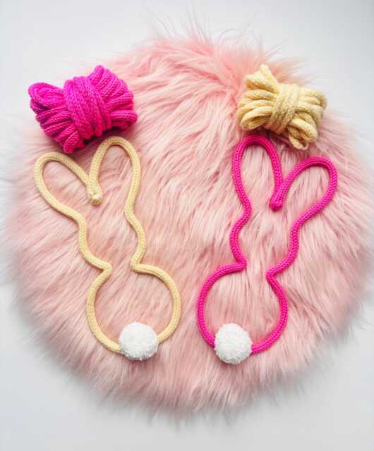 Knitted Wire Bunny Wall Hanging - Nursery Kids Room Decor Easter Bunny Rabbit Wall Personalise - image 1