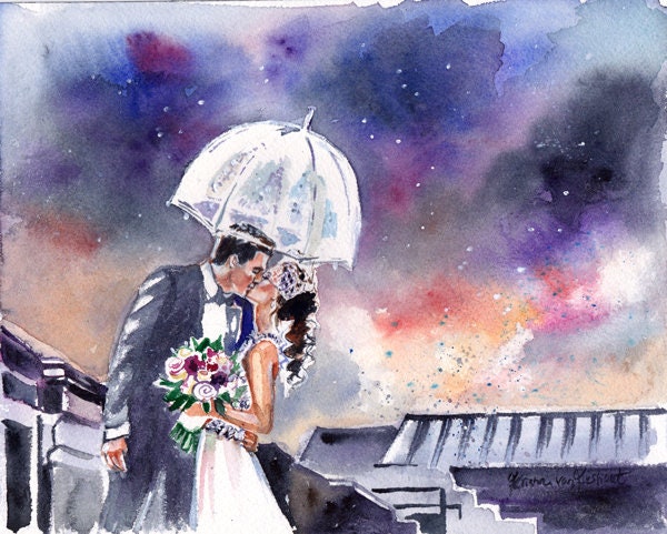Special Christmas Gift. Portrait From Photo. Newlywed Sentimental Gifts. Wedding Watercolor Wall Art. Couple Portrait Painting - image 1