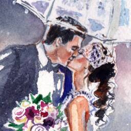 Special Christmas Gift. Portrait From Photo. Newlywed Sentimental Gifts. Wedding Watercolor Wall Art. Couple Portrait Painting - thumbnail 3