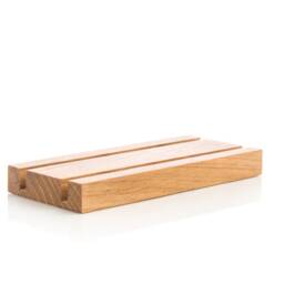 Engraved Oak Wood Business Card Holder Multi-Slot Desk Organizer, Reception Counter Stand - thumbnail 2
