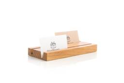 Engraved Oak Wood Business Card Holder Multi-Slot Desk Organizer, Reception Counter Stand - thumbnail 1