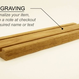 Engraved Oak Wood Business Card Holder Multi-Slot Desk Organizer, Reception Counter Stand - thumbnail 4