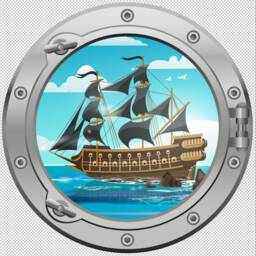 Large Small Animated Pirate Ship Pirates Port Hole Silver Or Gold Porthole Round Gloss Cut Wall Sticker Decal Adhesive - thumbnail 4