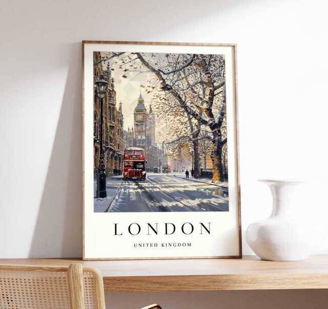 London Cityscape Poster UK Travel Wall Art - image 1