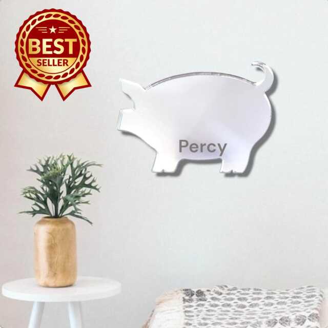 Pig Acrylic Mirror Wall Art Personalized Engraved Decor - image 1
