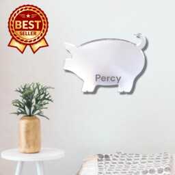 Pig Acrylic Mirror Wall Art Personalized Engraved Decor