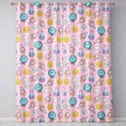 Cute Kawaii Space Rocket Globe Sun Star Pastel Seamless Pattern Readymade Eyelet Ring Top Thermal 100% Blackout Curtains - thumbnail 2