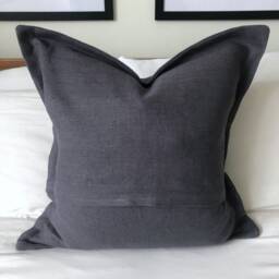 Grey Linen Cushion Cover, French Vintage Style, Oxford Edging - thumbnail 3