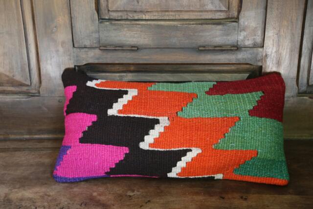 60X30cm-24 X12 Inc Turkish Kilim Pillow, , Unique, . The Reverse Is Cotton With A Hidden Zipper - image 1