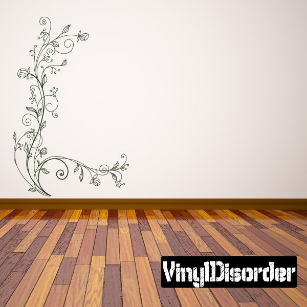 Floral Vine Wall Decal - Fabric Vinyl Removable & Reusable Floralvineuscolor005Et