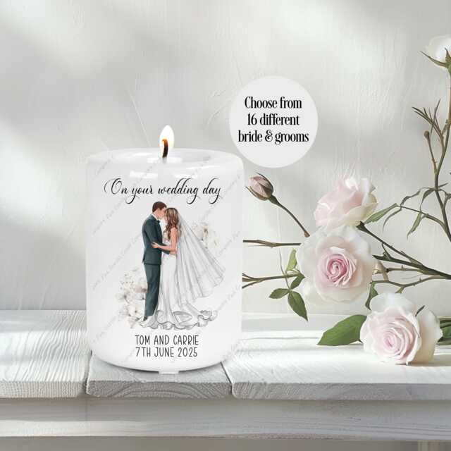 Personal Candle, Ceramic Wedding Gift, Tealight Holder, Couple Bride Groom Mr & Mrs Candle - image 1