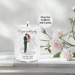 Personal Candle, Ceramic Wedding Gift, Tealight Holder, Couple Bride Groom Mr & Mrs Candle
