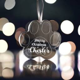 Personalized Dog Paw Print Christmas Tree Decoration - thumbnail 3