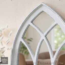 White Gothic Arch Mirror Wooden Framed Decorative Indoor & Garden Wall Decor - thumbnail 2