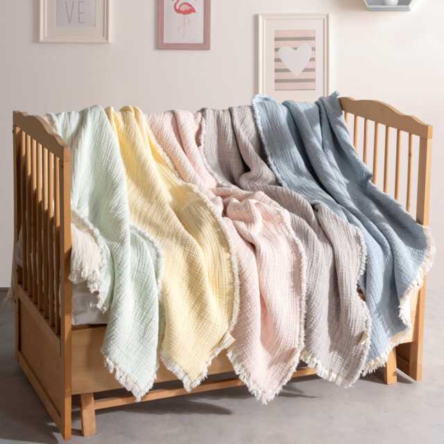 Organic Muslin Baby Quilt Soft Cotton Crib Blanket, Neutral Nursery - image 1