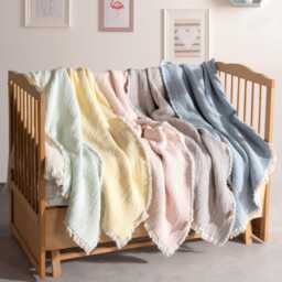 Organic Muslin Baby Quilt Soft Cotton Crib Blanket, Neutral Nursery - thumbnail 1