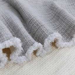 Organic Muslin Baby Quilt Soft Cotton Crib Blanket, Neutral Nursery - thumbnail 2