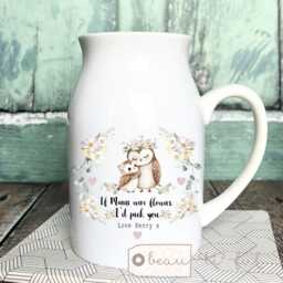 Personalised Gift If Mums Were Flowers Nana Mummy Nanna Nanny Gift Bunny Owl Bear Floral Ceramic Small Vase Jug Mug Birthday Easter - thumbnail 1