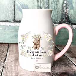 Personalised Gift If Mums Were Flowers Nana Mummy Nanna Nanny Gift Bunny Owl Bear Floral Ceramic Small Vase Jug Mug Birthday Easter - thumbnail 2