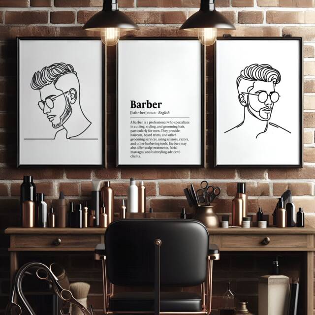 Barber Definition Print Set - 3 Barbers Posters - Haircut Shop Decor Men's Hairdresser Artwork Hairstylist Salon Wall Art Gift Picture - image 1