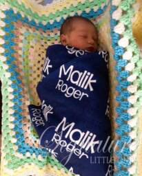 Personalized Baby Blanket, Hat, Name Swaddle Receiving Shower Gift, Birth Announcement Hat