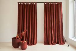 Tab Top Linen Curtain Panel Wide Boho Window Covering - thumbnail 1