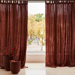 Tab Top Linen Curtain Panel Wide Boho Window Covering - thumbnail 2