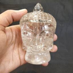 Clear Quartz Buddha Bust Head Gautam Shakyamuni Figurine Crystal Spiritual Sacred Altar Sculpture - thumbnail 1