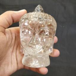 Clear Quartz Buddha Bust Head Gautam Shakyamuni Figurine Crystal Spiritual Sacred Altar Sculpture - thumbnail 2