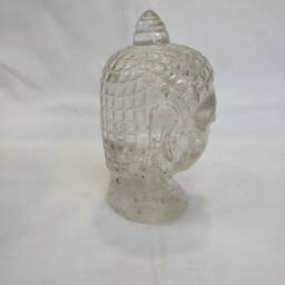 Clear Quartz Buddha Bust Head Gautam Shakyamuni Figurine Crystal Spiritual Sacred Altar Sculpture - thumbnail 4