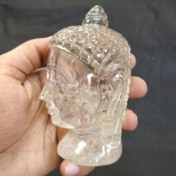 Clear Quartz Buddha Bust Head Gautam Shakyamuni Figurine Crystal Spiritual Sacred Altar Sculpture - thumbnail 3