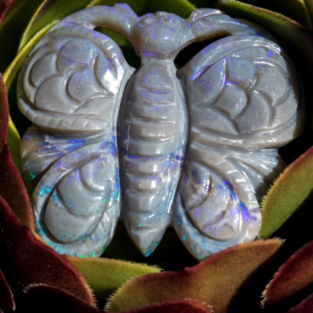 Blackopal Blue & Purple Jelly Butterfly Opal Carving - 64 Cts - image 1