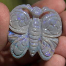 Blackopal Blue & Purple Jelly Butterfly Opal Carving - 64 Cts - thumbnail 2