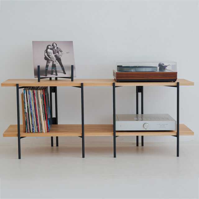 Oak Hinge Record Stand - Media Unit Tv Stand Vinyl Storage [2 Tier] Custom Sizes & Finishes Available - image 1