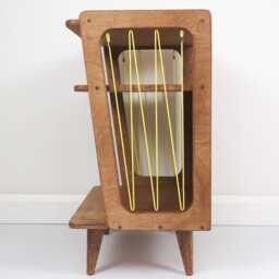Mid-Century Modern Record Player & Vinyl Storage Cabinet, Turntable Stand, Retro Media Unit - thumbnail 4