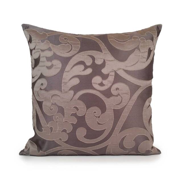 Brownish Purple Pillow, Throw Pillow Cover, Decorative Cushion Toss Silk Blend Pillow, Floral Decor - image 1