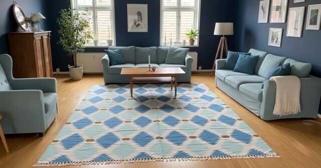 Handmade Swedish Kilim Rug Custom Scandinavian Wool Rug, Boho Minimalist Decor Bedroom Carpet - image 1