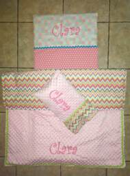 Custom Monogrammed Chevron Nap Mat Cover, Blanket, Pillow & Case