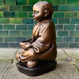 Japanese Buddha With Pot Statue Concrete Sculpture Outdoor Asian Figurine Cement Decoration Lover Gift Handmade - thumbnail 2