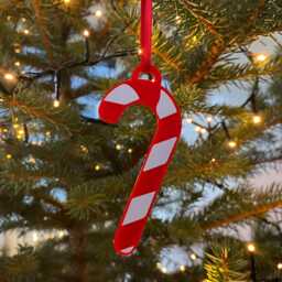 Acrylic Candy Cane Hanging Decorations - 4 Pack Christmas Tree Red & White Festive Themed Baubles Colourful - thumbnail 2
