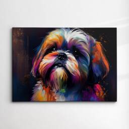 Colorful Shorkie Dog Pet Abstract Modern Oil Painting Wall Art, Framed Canvas Poster Print, Home Kitchen Office Room Decor, Gifts - thumbnail 3