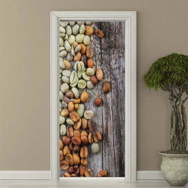 Coffee Beans Wall Decal, Sticker, Door Decor, Coffe Kitchen Mural, Cover, Wrap Home Decor - image 1