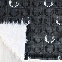 Deer Lovey - Woodland Mini Baby Blanket Security Black & White Gift - thumbnail 2
