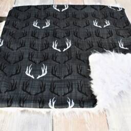 Deer Lovey - Woodland Mini Baby Blanket Security Black & White Gift - thumbnail 3