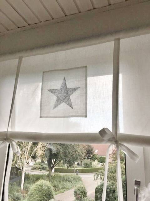 Roman Blind Star Curtain Drapery Shabby Chic Vintage Country House - image 1